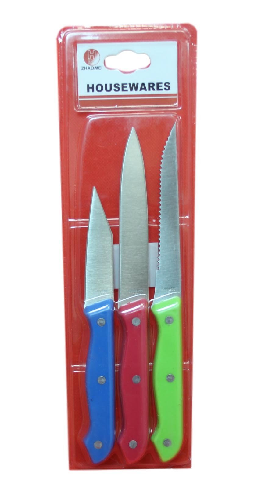 3 Pack Kitchen Knife Assorted Knife Styles 22cm/20cm/19cm 5650 (Parcel Rate)