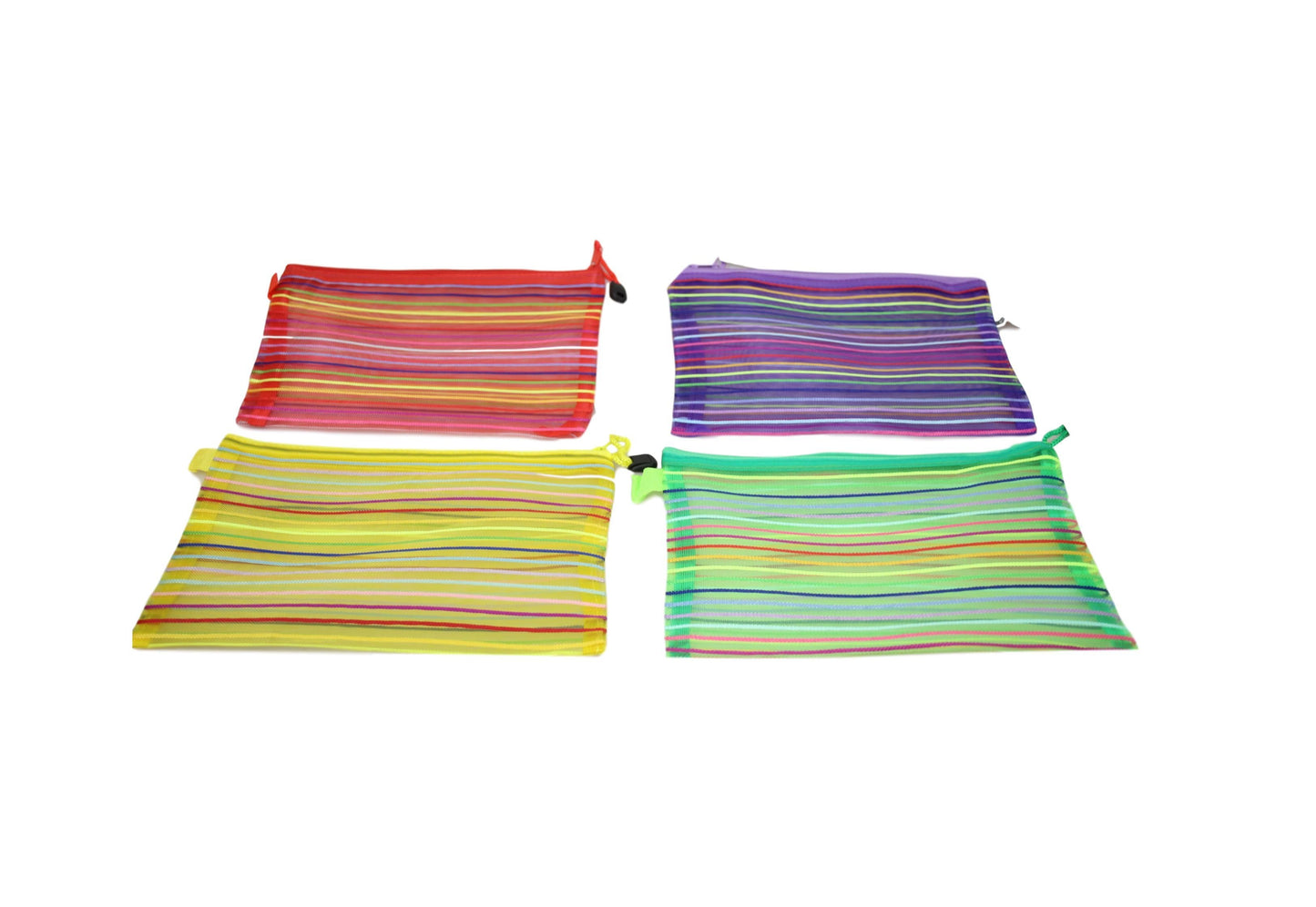 Striped Pencil Toiletry Bag with Zipper 30 x 24 cm Assorted Colours 5726 (Large Letter Rate)