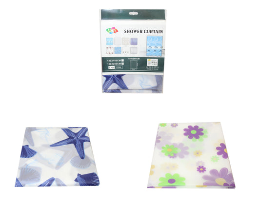 PEVA Bathroom Shower Curtain 180 x 200 cm Assorted Designs 5739 (Parcel Rate)