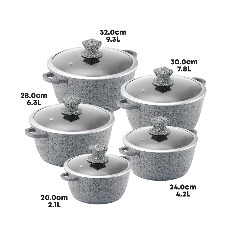 SQ Professional Nessa Granum Stockpot Set of 5 Serizzo Grey 5773 (Big Parcel Rate)