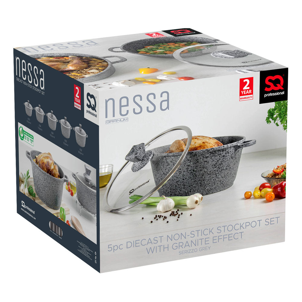 SQ Professional Nessa Granum Stockpot Set of 5 Serizzo Grey 5773 (Big Parcel Rate)