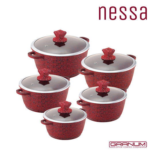 SQ Nessa Granum Stockpot Set of 5 Jhansi Red 2473 / 5775 (Big Parcel Rate)