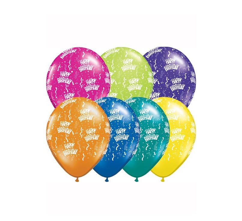 10 Pack Assorted Colour 'Happy Birthday' Printed Party Balloons 5795 (Large Letter Rate)p