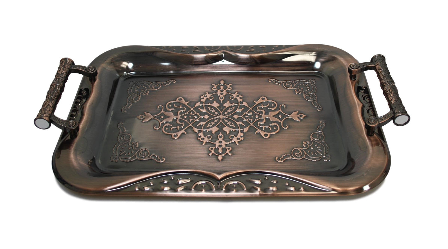 Metallic Chrome Steel Vintage Serving Tray 35 x 25cm Assorted Colours 5850 (Parcel Rate)