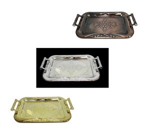 Metallic Chrome Steel Vintage Serving Tray 30 x 44cm Assorted Colours 5851 (Parcel Rate)p