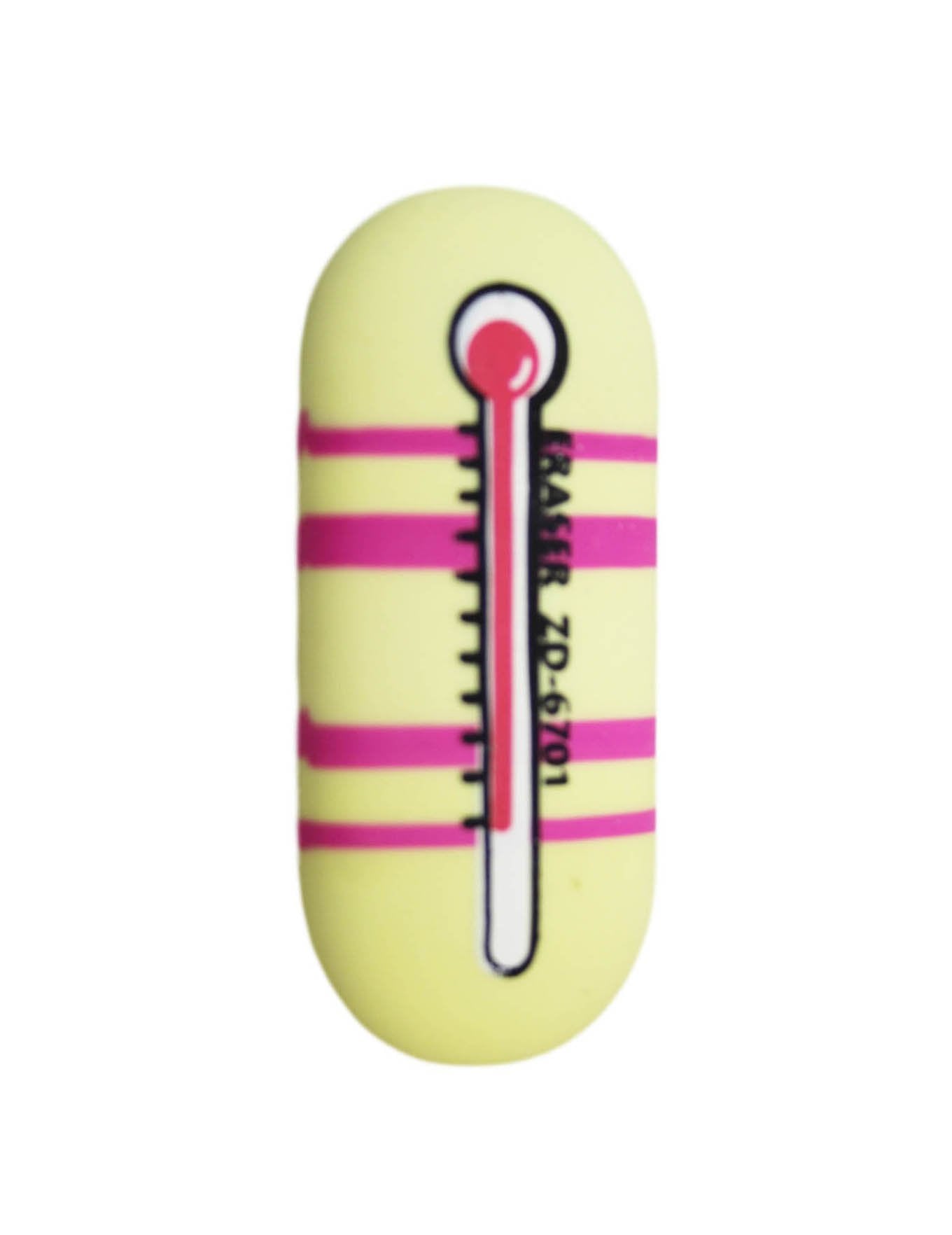 Stationary School Eraser Rubber Thermometer Themed 5 x 0.5 cm Pack of 3 Assorted Colours 5871 (Large Letter Rate)