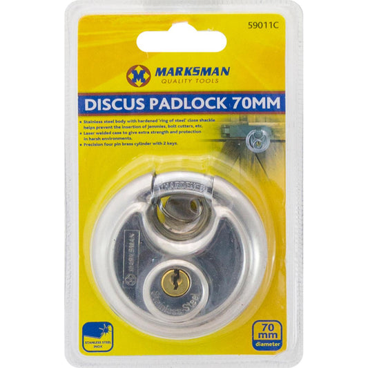 70mm S/S Discus Padlock Home Diy 59011C (Parcel Rate)