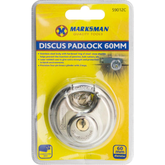 60mm S/S Discus Padlock Diy 59012C (Parcel Rate)