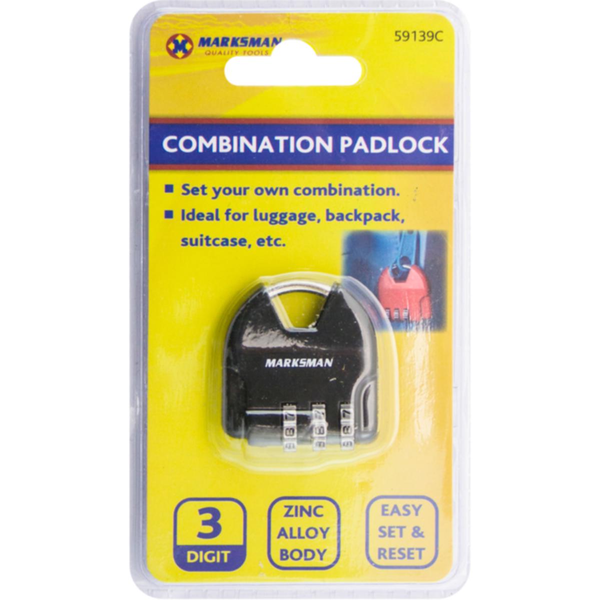 3 Digit Combination Padlock Zinc Alloy Home Travel Diy 59139C (Parcel Rate)