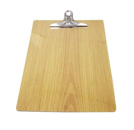 A4 Wooden Paper Menu Clipboard School Office Chrome Clip Wooden Clipboard 5925 (Parcel Rate)