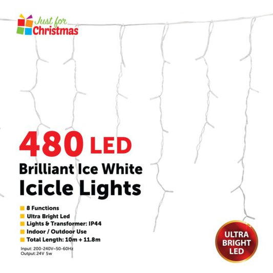 480LED Brilliant Ice White Icicle Lights 6046 (Parcel Rate)p