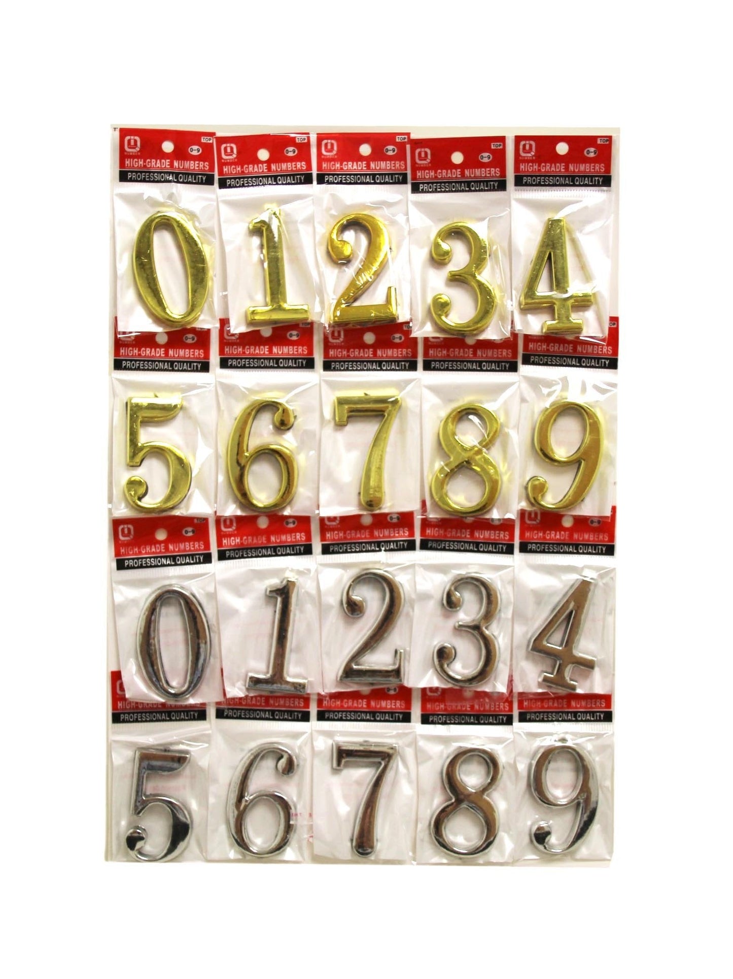 3D Self Adhesive Door House Numbers Pack of 20 Assorted Numbers 6059 (Parcel Rate)