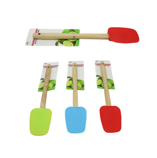 Kitchen Silicone Spatula Wooden Handle 30 cm Assorted Colours 6067 A (Large Letter Rate)