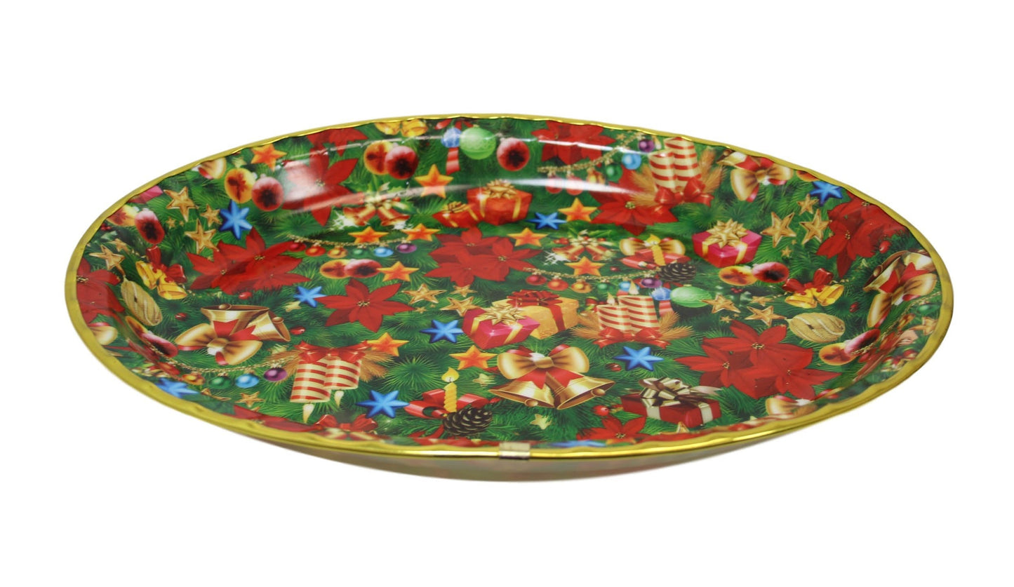 Oval Plastic Christmas Party Serving Tray Printed Design 45 x 34 cm Assorted Designs 6123 (Parcel Rate)