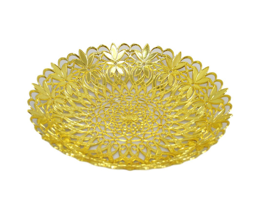 Plastic Gold Plated Serving Tray Home Kitchen Food Diner Serving Tray 28cm 6143 (Parcel Rate)