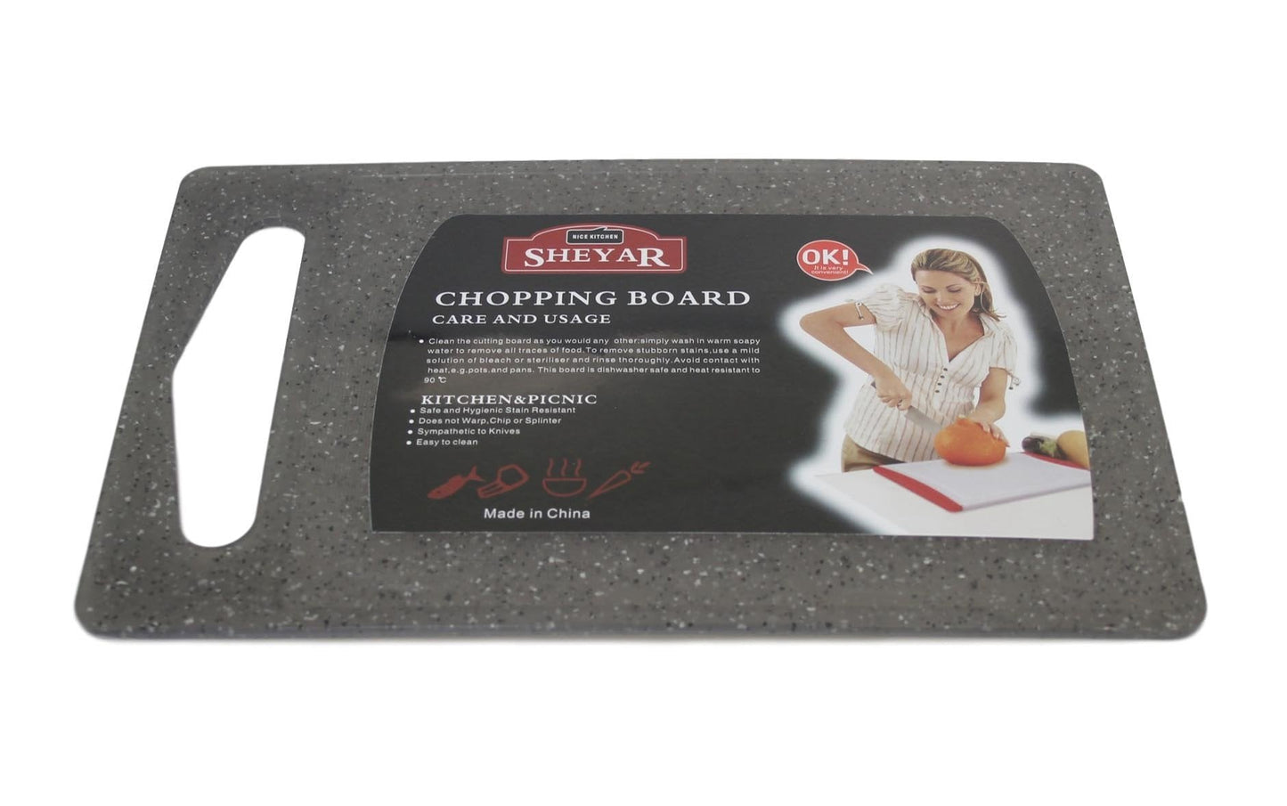 Plastic Lightweight Marble Style Chopping Board Stain Resistant Board 37cm x 25cm 6149 (Parcel Rate)