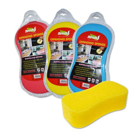 Compressed Expanding Kitchen Bathroom Cleaning Sponge 4-5 cm Assorted Colours 6156 (Large Letter Rate)