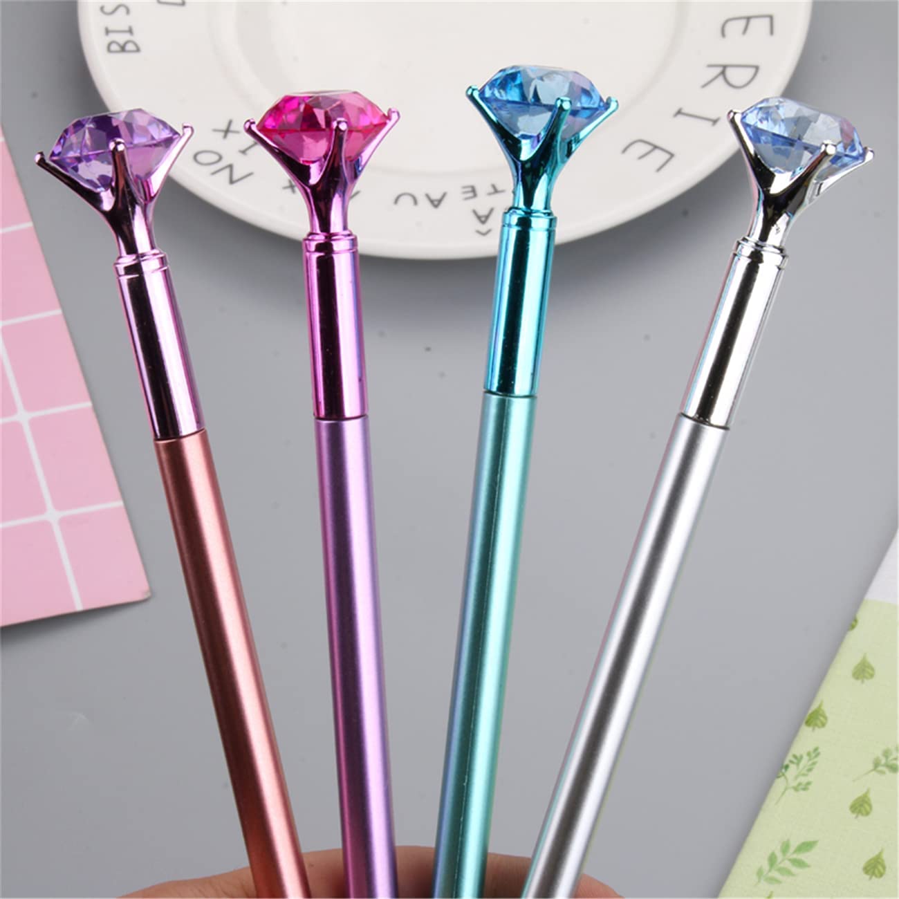 Black Ink Pen Diamond  Top Metallic Style 18 cm Assorted Colours 6219 (Large Letter Rate)