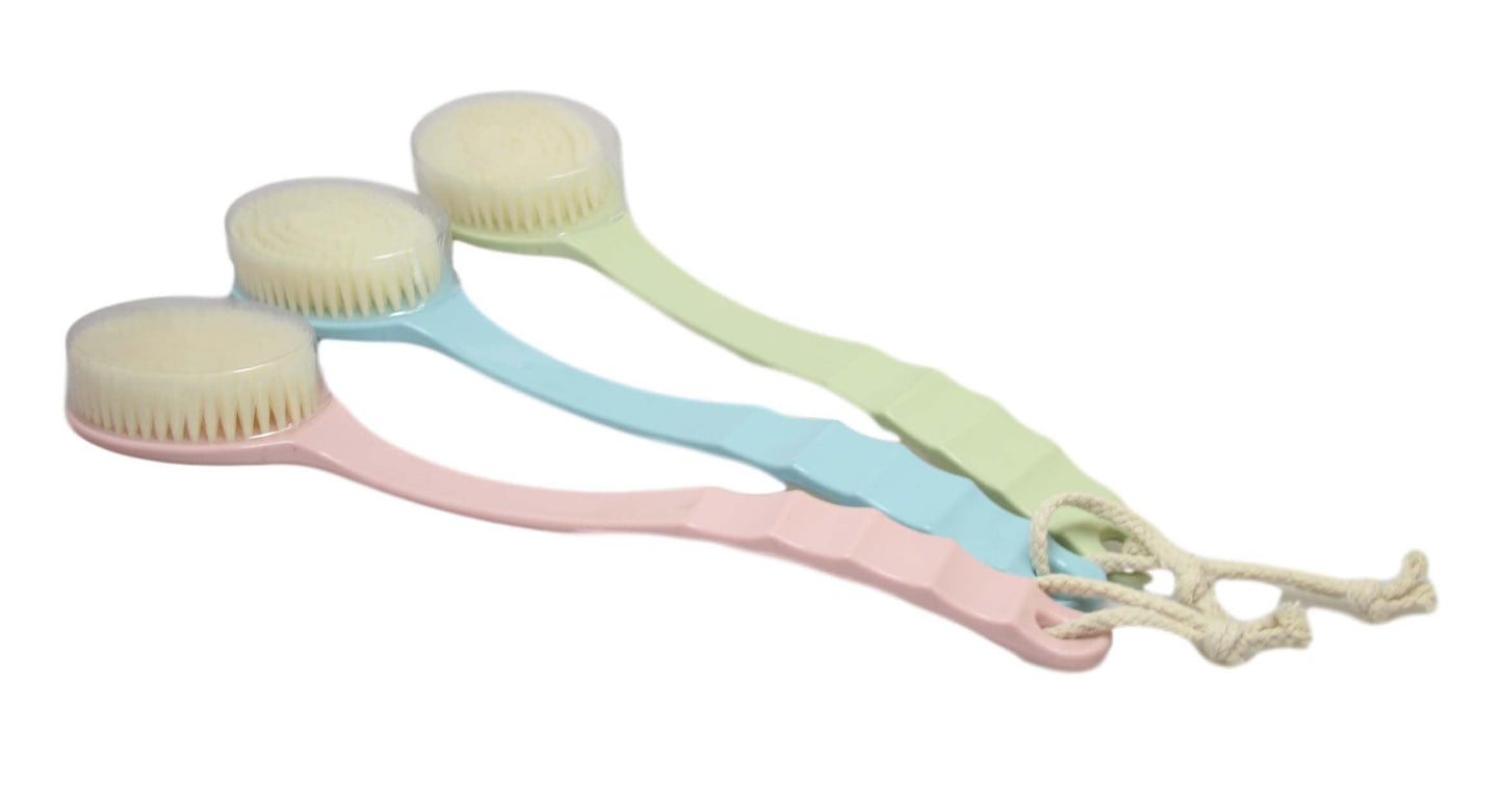 Soft Bristle Exfoliating Back Scrubbing Bath Brush with Long Handle 35 cm Assorted Colours 6356 (Parcel Rate)