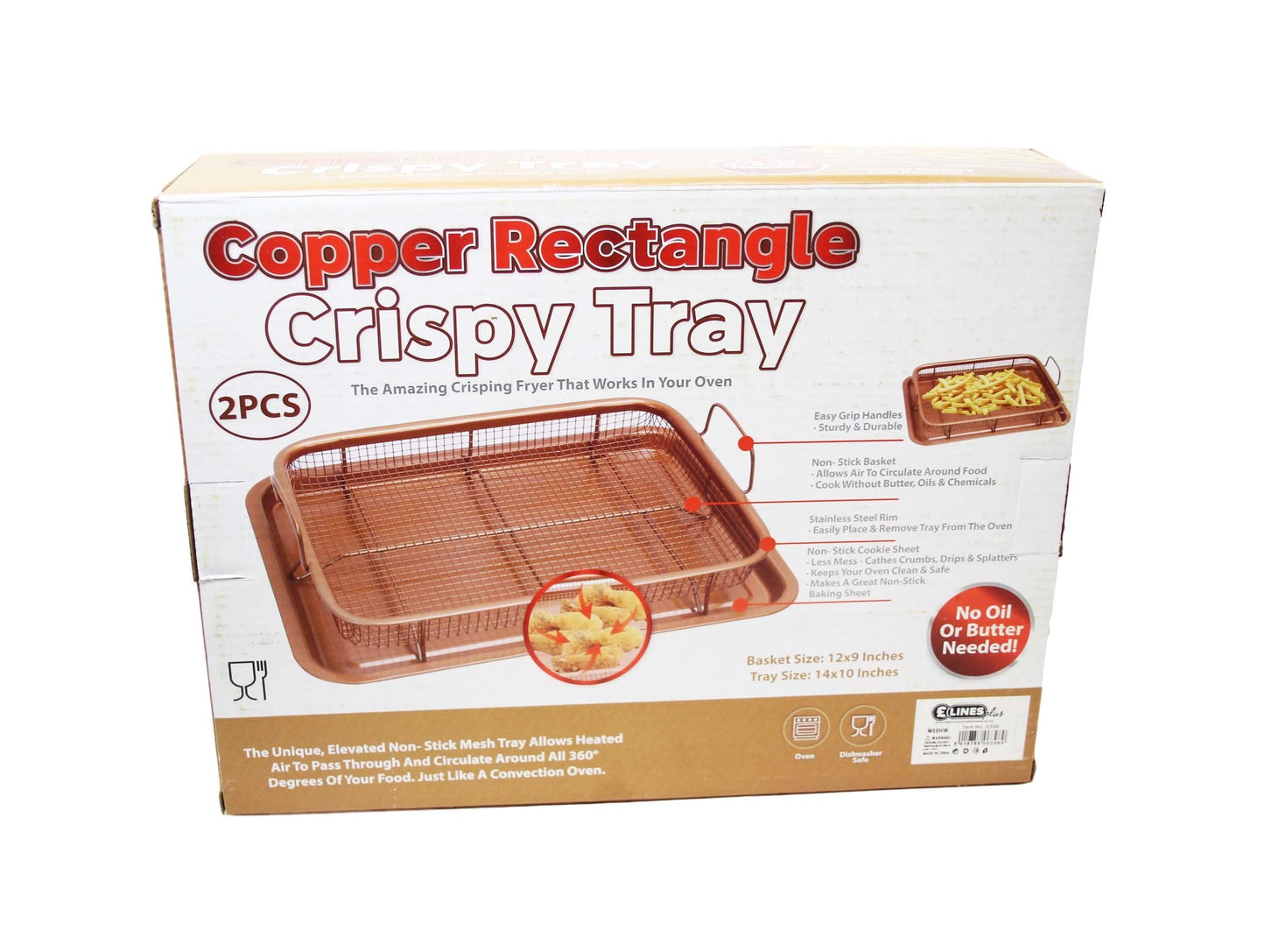 Rectangle Copper Crispy Oven Tray Set of 2 30 x 22 x 5 cm 6398 (Parcel Rate)