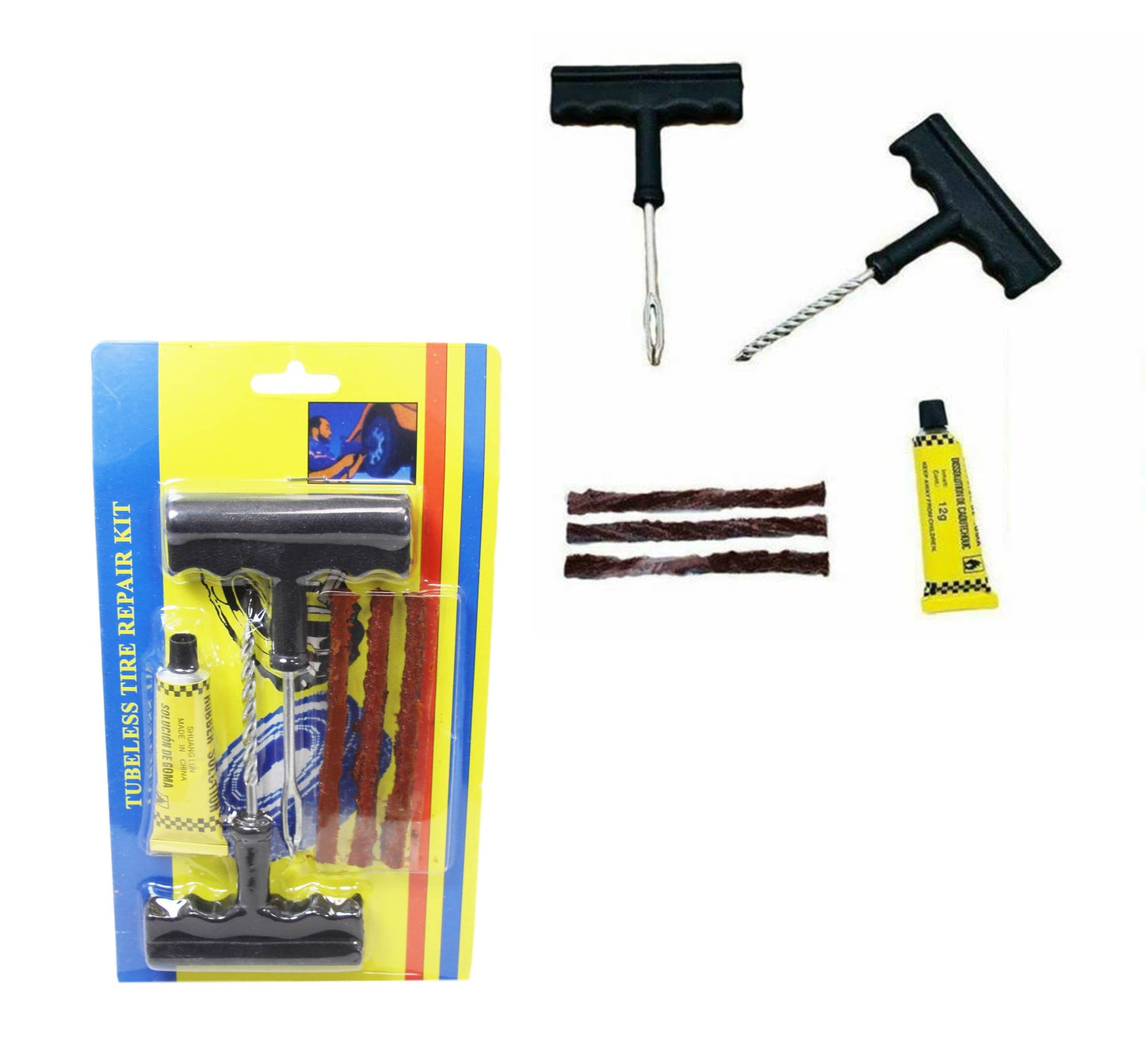 Tubeless Tyre Puncher Repair Kit For Car Van Motorbike DIY Kit 6426 (Parcel Rate)