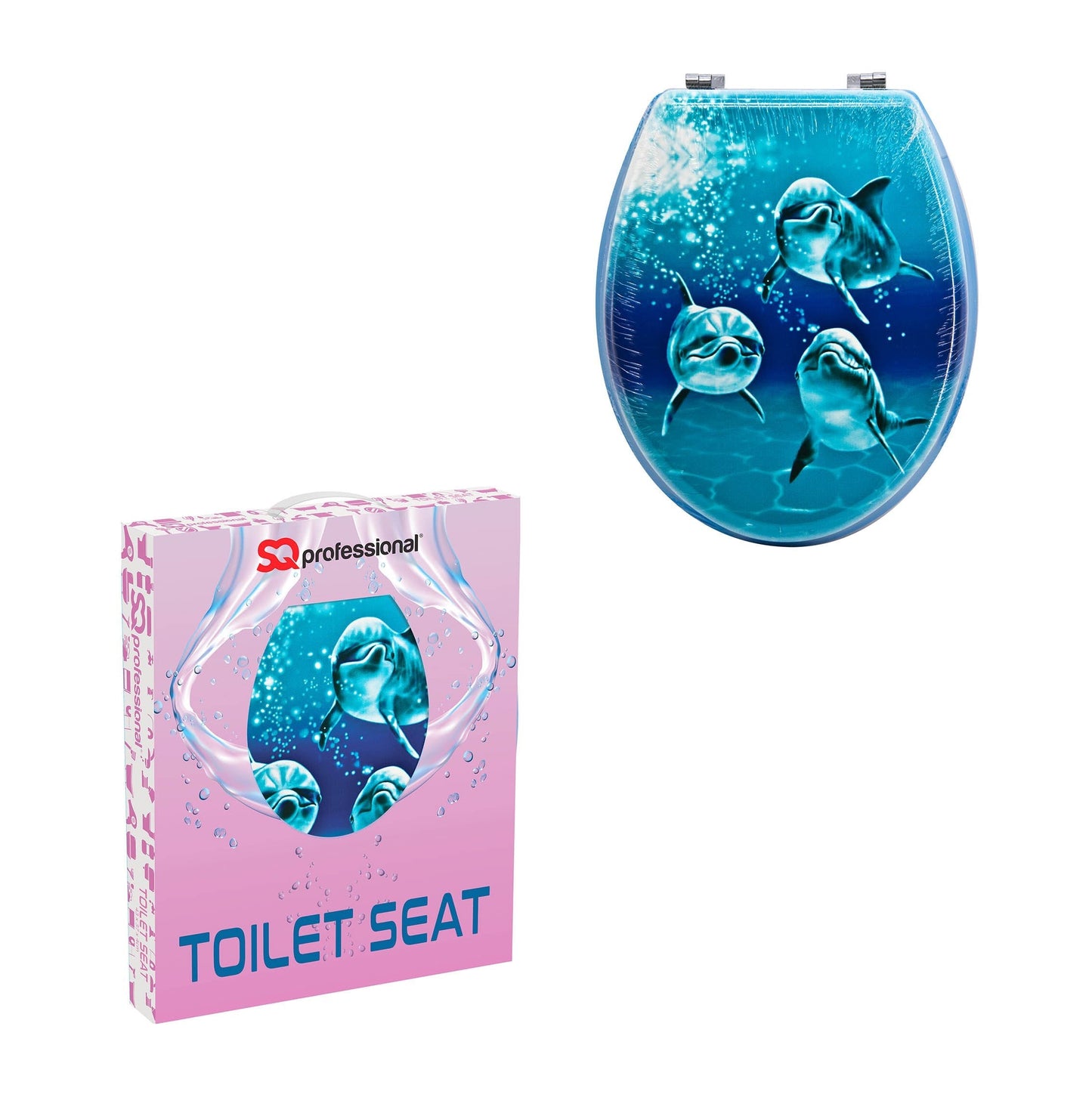 Toilet Seat Aquatic Dolphin Trio Sitting Toilet Seat (W) 36mm x (L) 43cm 6465 A (Parce Rate)