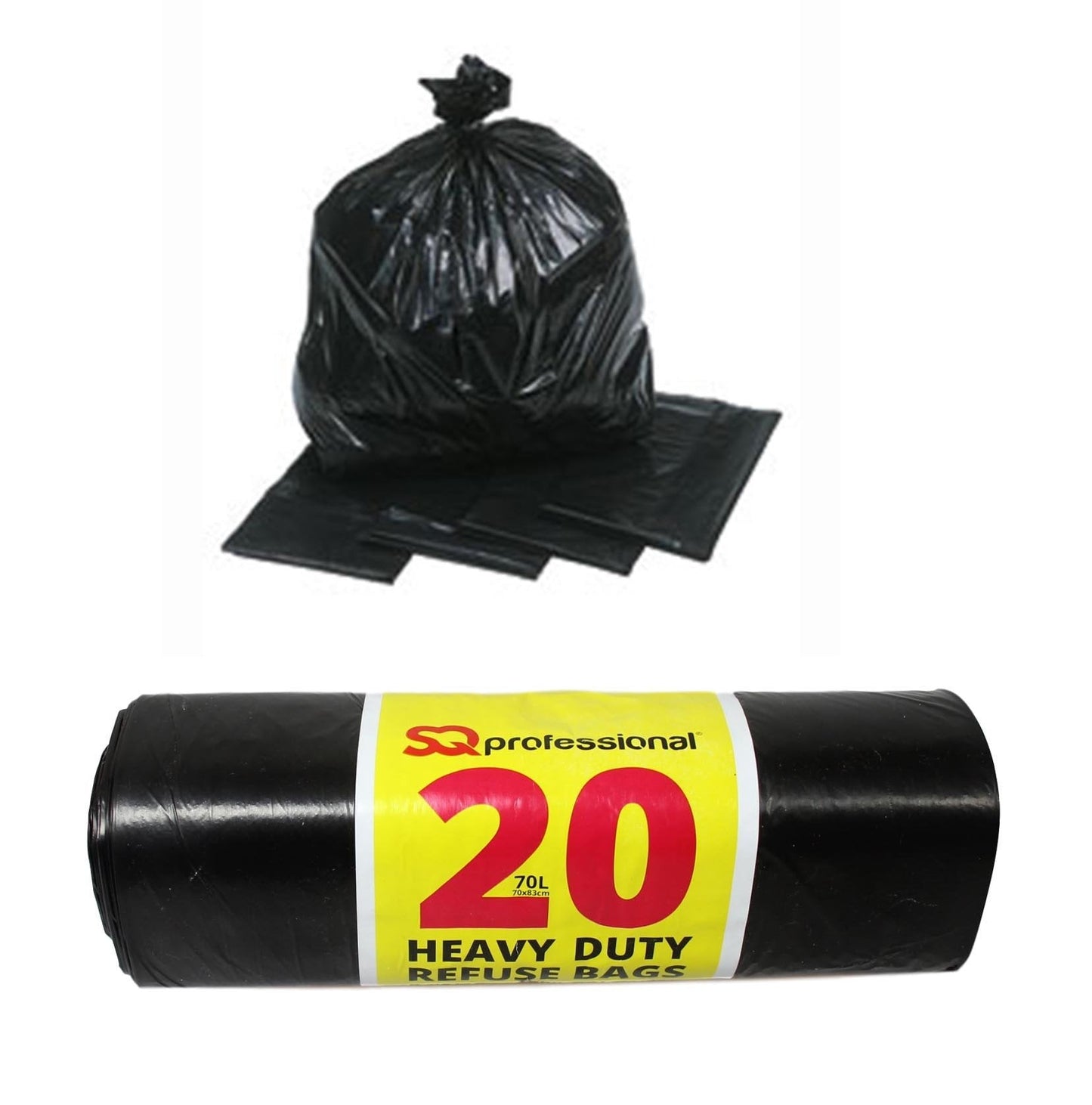 Refuse Sacks Bin Bags 70L 70 x 83 cm Roll of 20 6580 (Parcel Rate)