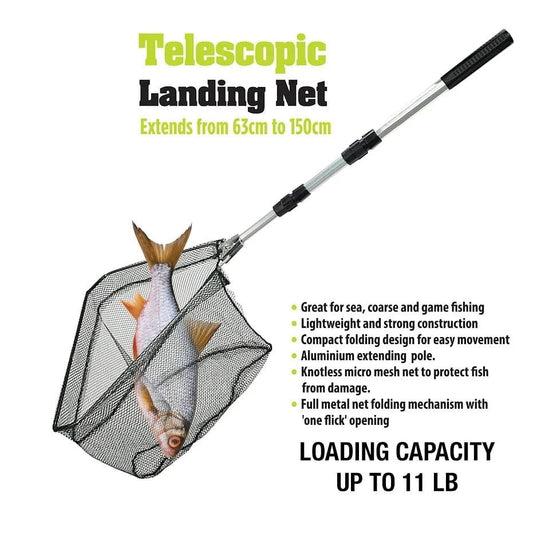 Telescopic Fishing Landing Net Extends From 63cm To 150cm 66021 (Parcel Rate)