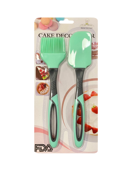 Silicone Spatula and Pastry Brush Set 24 cm Assorted Colours 6865 (Parcel Rate)