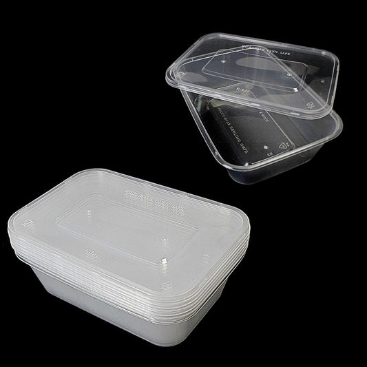 Plastic Food Takeaway Containers Oven and Microwave Safe 500ml 6 Pack 718338 (Parcel Rate)