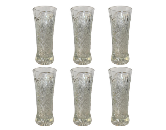 Small Half Pint Decorated Drinking Glass 15 x 7 cm Set of 6 Clear 7056 (Parcel Plus Rate)