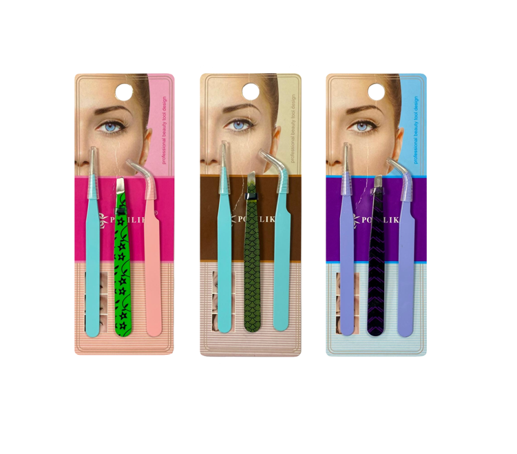 Beauty Metal Tweezers Set of 3 9.5 cm Assorted Colours 7144 (Parcel Rate)