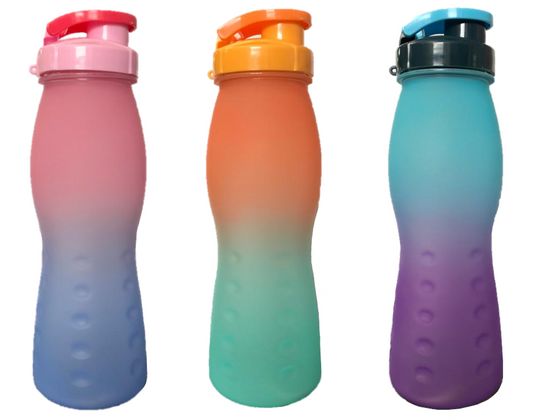 Plastic Water Drinking Bottle Ombre Design 500ml 24 x 7.5 cm Assorted Colours 7227 (Parcel Rate)