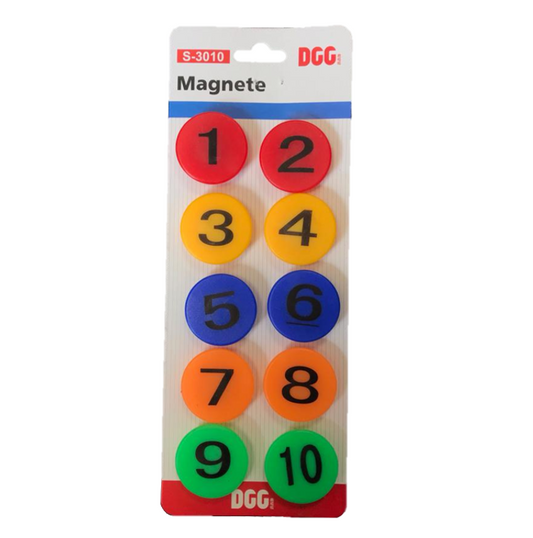 Round Fridge Freezer Magnet Numbers 1 - 10 2.7 cm Pack of 10 Assorted Colours 7276 (Parcel Rate)