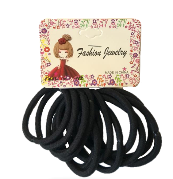 Black Hair Bobble Elastic Tie Pack of 12 7332 (Parcel Rate)