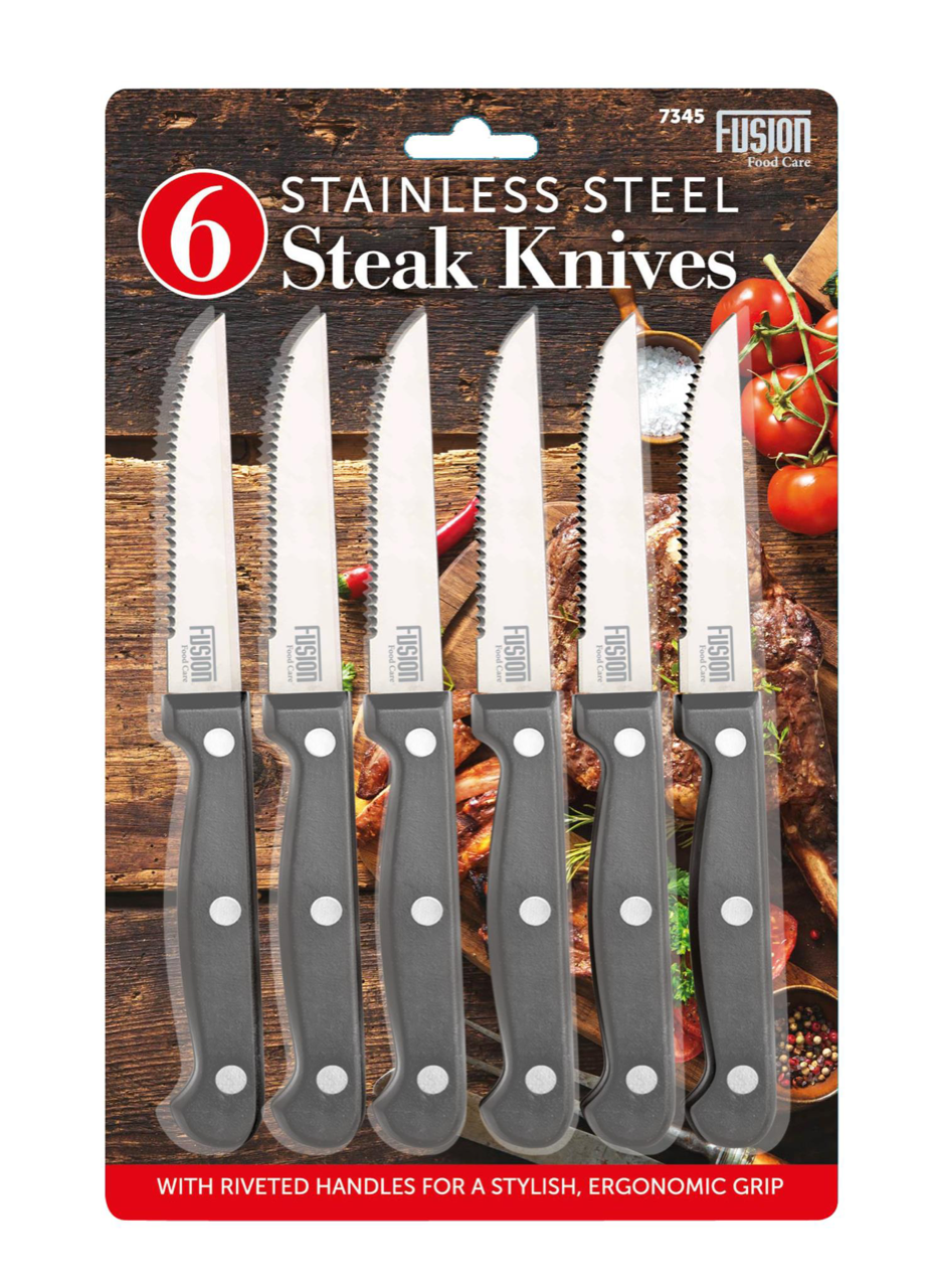 Stainless Steel Serrated Edge Steak Knives Pack of 6 7345 (Parcel Rate)