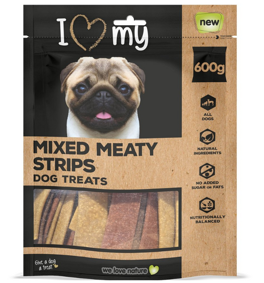 Pet Dog Treats Mixed Meaty Strips 600g Bumper Bag 74229 (Parcel Rate)