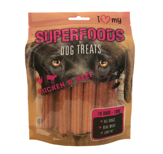 Pet Dog Treats Superfoods Chicken & Beef 100g EXPIRY DATE: 15/04/2025 77060 (Parcel Rate)