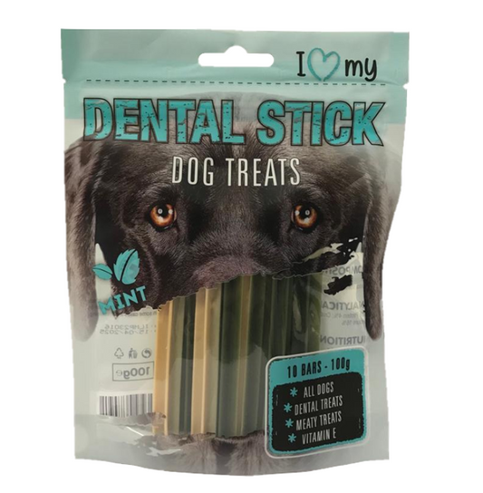 Pet Dog Treats Dental Sticks Mint 100g EXPIRY DATE: 15/04/2025 77091 (Parcel Rate)