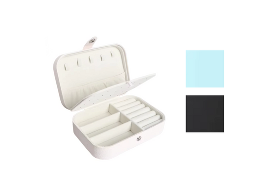 Portable Travel Jewellery Storage Organiser Box Case with Zipper 16 x 11 x 5 cm Assorted Colours 7711 (Parcel Rate)