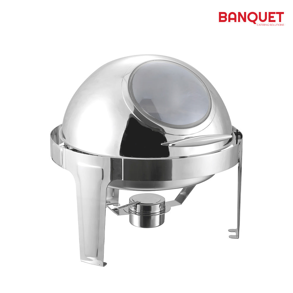 SQ Professional Banquet Chafing Dish with Roll Top and Window Round Silver 6.5L 7753 (Big Parcel)