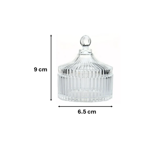 Ribbed Glass Candy Sweets Sugar Storage Bowl Jar with Lid 9 x 6.5 cm 7769 (Parcel Plus Rate)