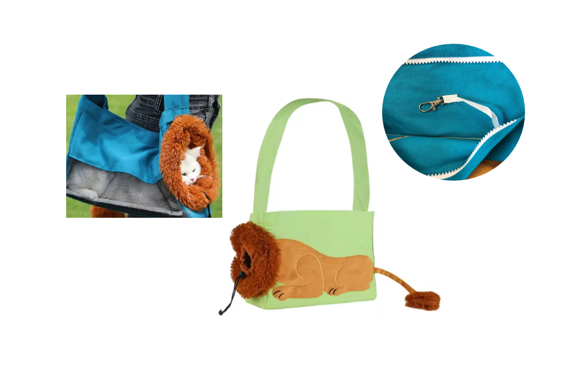 Pet Dog Cat Canvas Shoulder Tote Carrier Bag with Lion Design Assorted Colours 7793 (Parcel Rate)