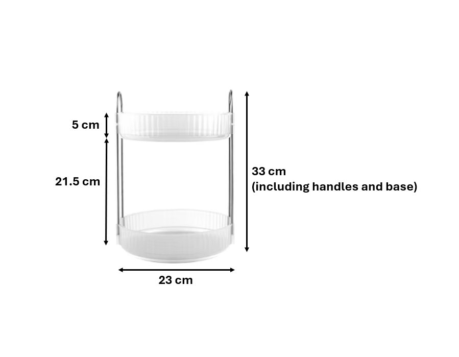 Round Plastic 2 Tier Spinning Turntable Perfume Skincare Storage Display Rack 23 x 23 x 33 cm 7811 (Parcel Rate)