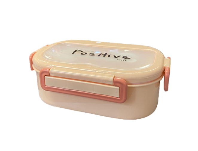 Plastic 2 Compartment Lunch Box with Cutlery 21 x 15 x 7 cm Assorted Colours 7814 (Parcel Rate)