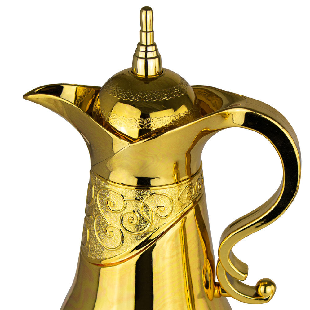 Durane Ornate Tea Coffee Vacuum Flask Hot Drink Dispenser Jug Set of 2 Gold 8556 (Parcel Rate)