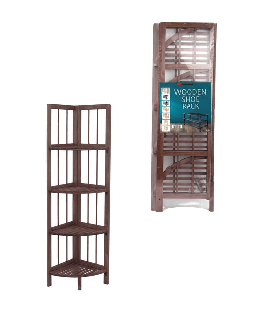 4 Tier Coffee Wooden Corner Rack Multipurpose Use Wooden Rack 28 x 26 x 110cm 8787 (Parcel Rate)