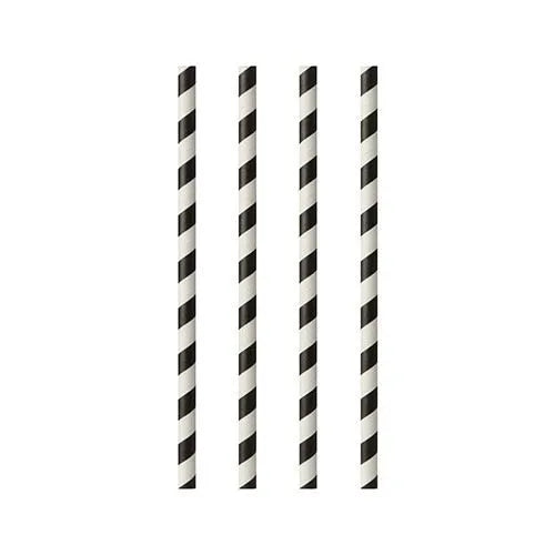 Paper Straws Black White Stripes Pack of 25 20 cm 88027 (Parcel Rate)p