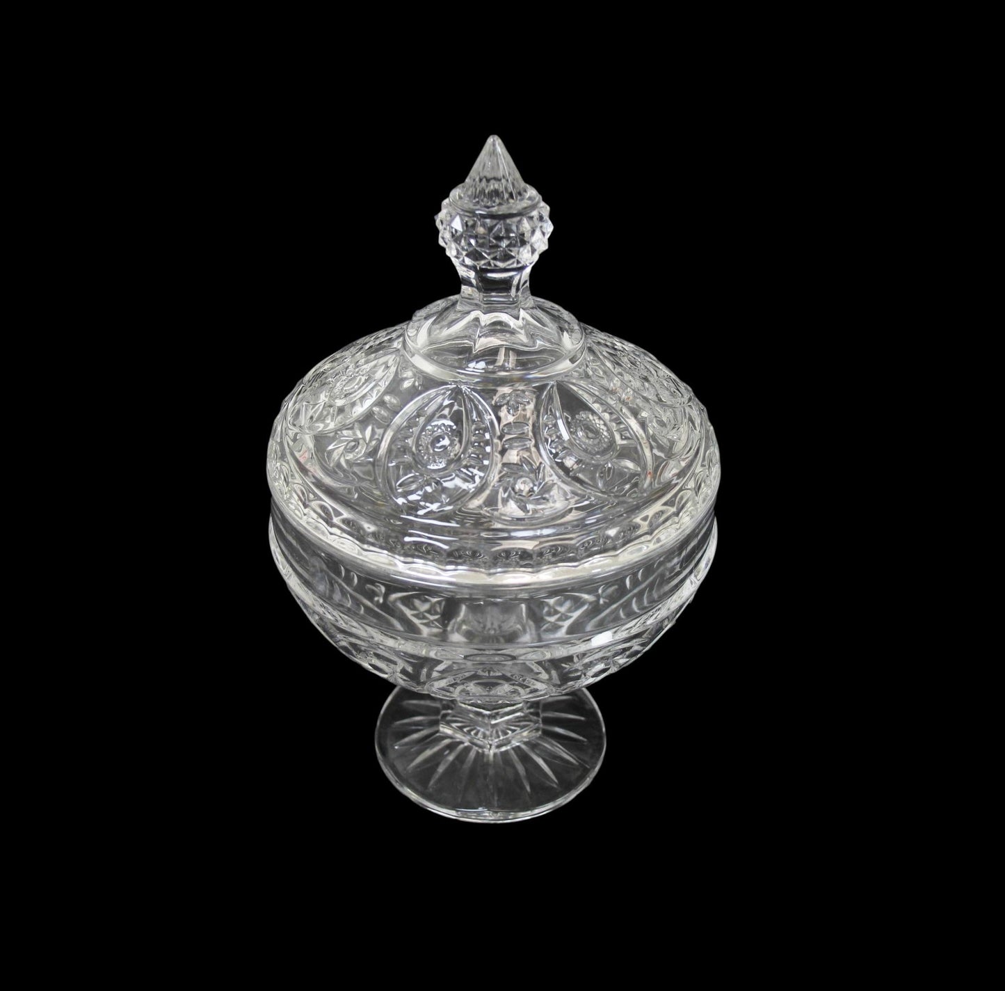 Crystal Glass Candy Footed Bowl with Lid 17 x 23 cm 8848 (Parcel Plus Rate)