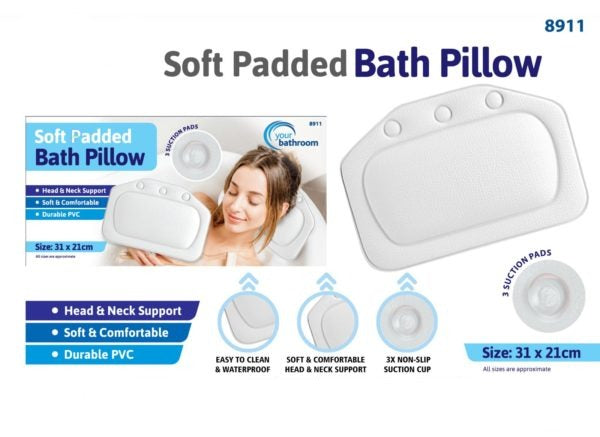 Non Slip Comfort Bath Pillow Cushion 31 x 21cm 8911 (Parcel Rate)